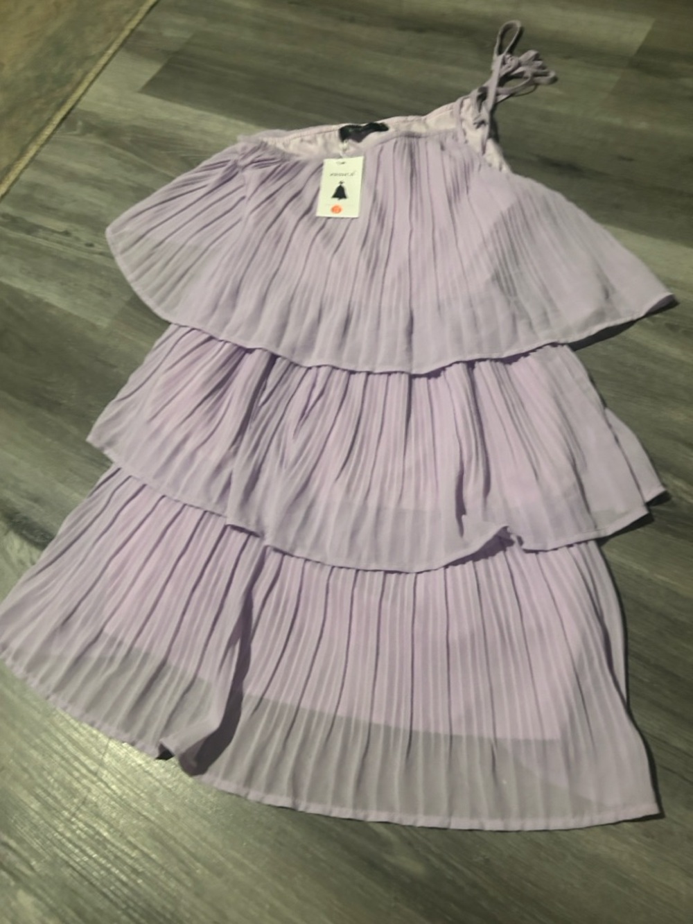 Lilac Tiered Pleated Ruffle Dress